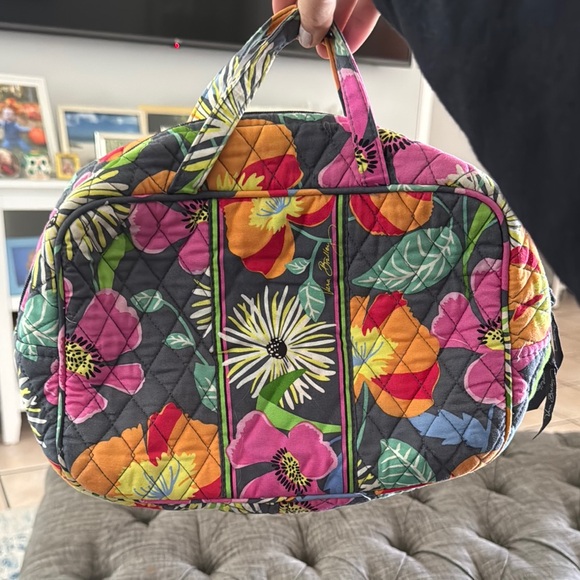 Vera Bradley Pink and Orange Cosmetic Bag with Tropical Design - Picture 3 of 6